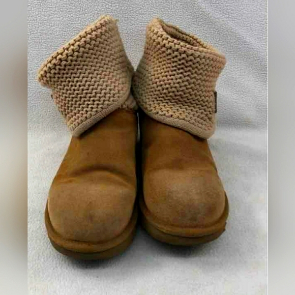 UGG Shaina Knit Crochet Tan Shearling Style Boots Size 8 - Picture 3 of 9